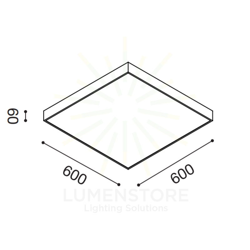 plafoniera biham 60w luce naturale 4000k gealed quadrato bianco