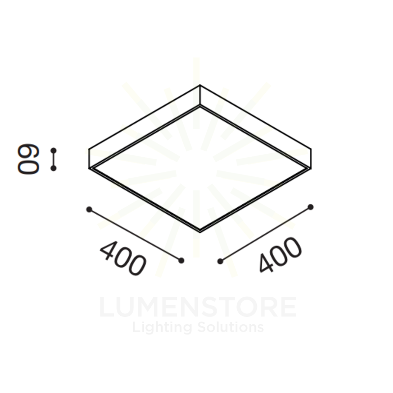 plafoniera biham 40w luce calda 3000k gealed quadrato piccolo bianco