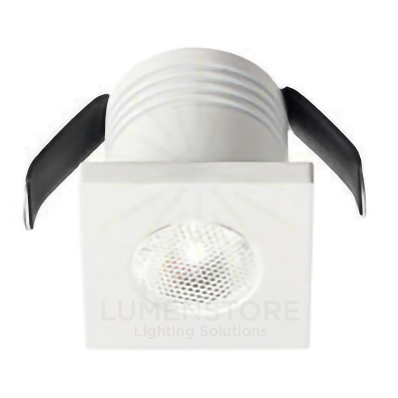 faretto glam 3w luce naturale 4000k gealed quadrato ad incasso bianco