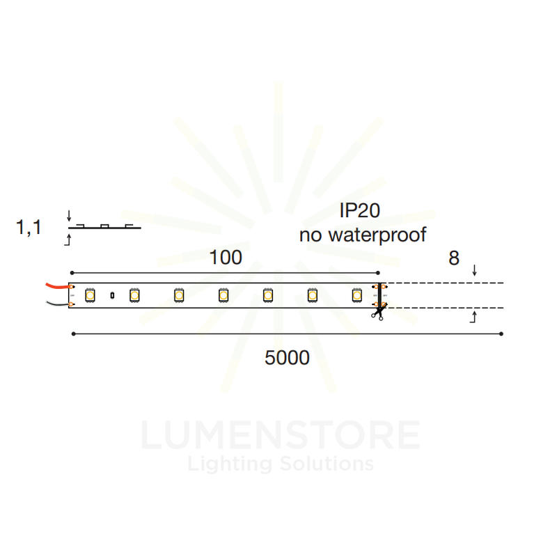 striscia led smd2835 4.8w/m 4000k 24v 5mt gealed gst110n