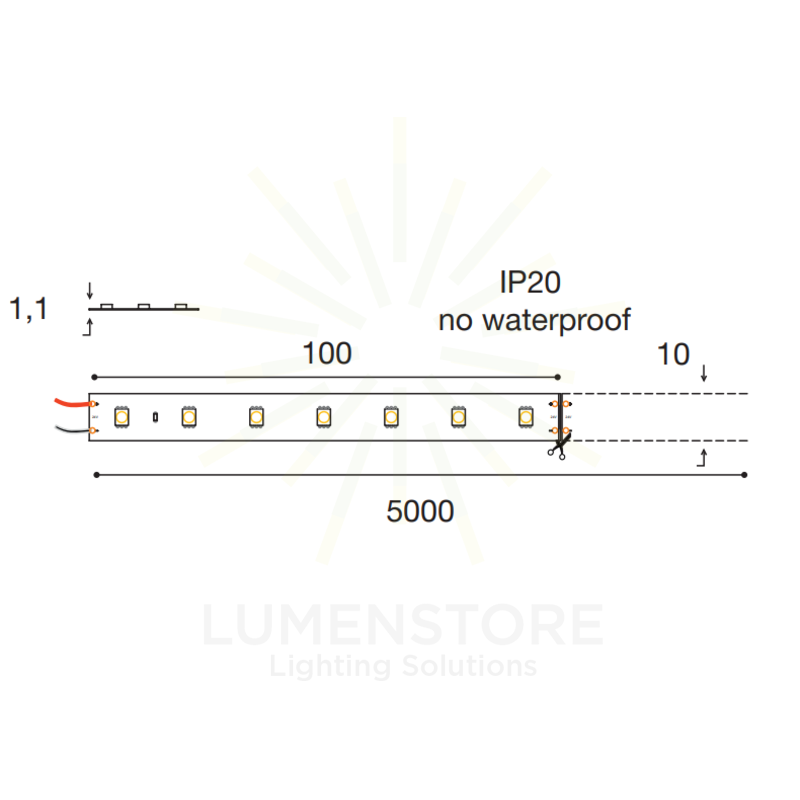 striscia led smd2835 14.4w/m 3000k 24v 5mt gealed gst130c