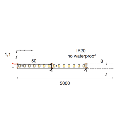 striscia led smd2835 9.6w/m 4000k 24v 5mt gealed gst120n