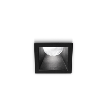 faretto qebui 8w luce naturale 4000k gealed quadrato ad incasso nero