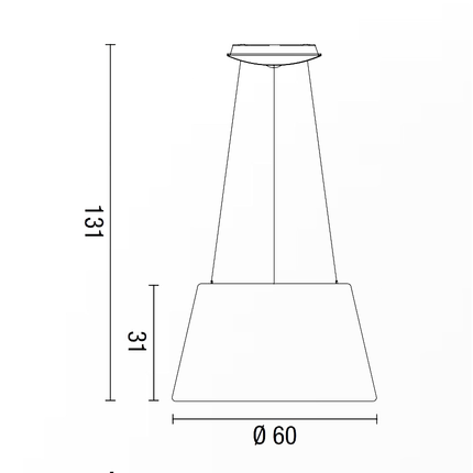 lampadario parabole diodi 50w luce calda 3200k affralux tronco cono grande