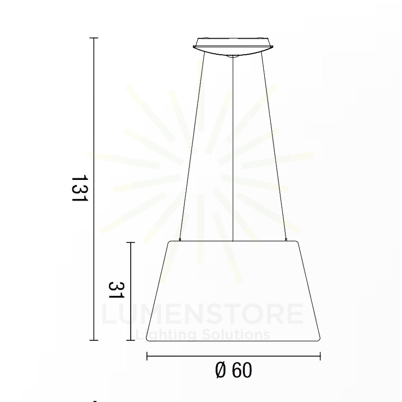 lampadario parabole diodi 50w luce calda 3200k affralux tronco cono grande