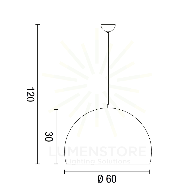 lampadario parabole diodi 60w luce calda 3000k affralux cupola grande