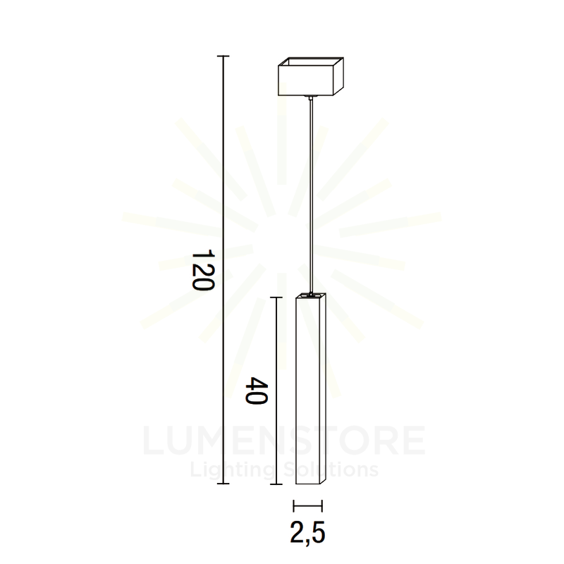 lampadario tubi diodi 3w luce calda 3000k affralux piccolo quadrato nero