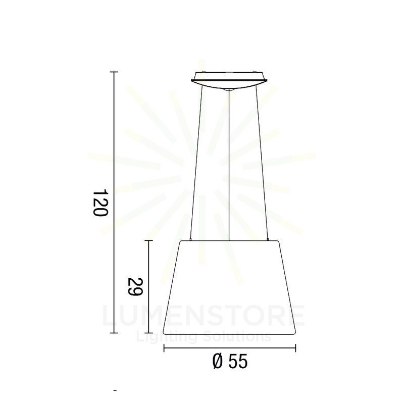 lampadario parabole diodi 63w luce calda 3200k affralux tronco cono medio