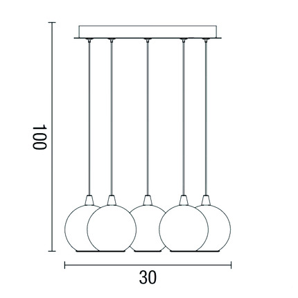 lampadario bol diodi sfera 18w luce calda 3000k affralux 6 luci