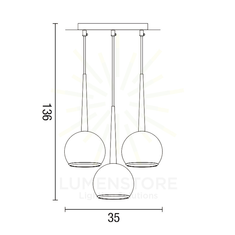 lampadario bol diodi sfera 3 x e27 affralux