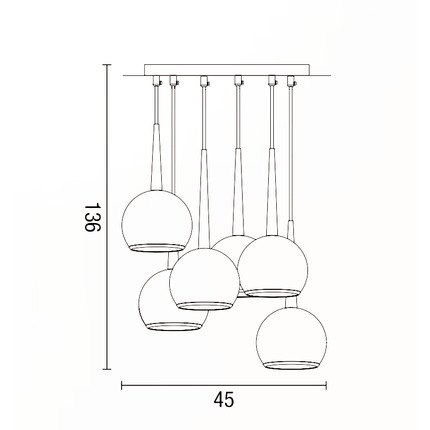 lampadario bol diodi sfera 6 x e27 affralux