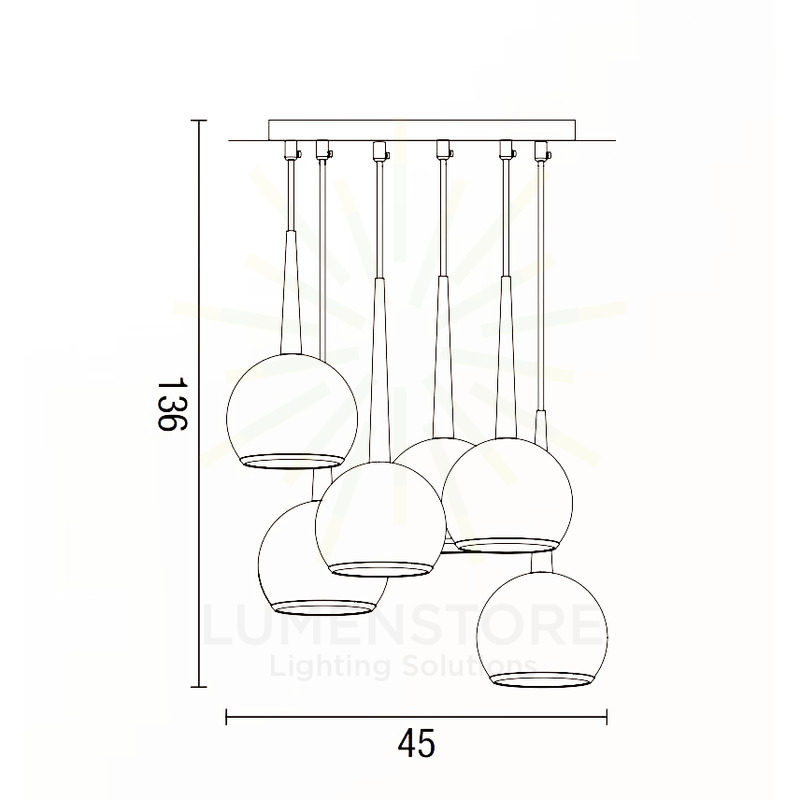 lampadario bol diodi sfera 6 x e27 affralux