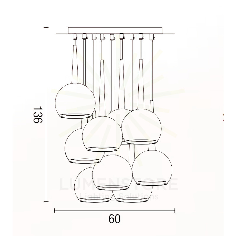 lampadario bol diodi sfera 9 x e27 affralux