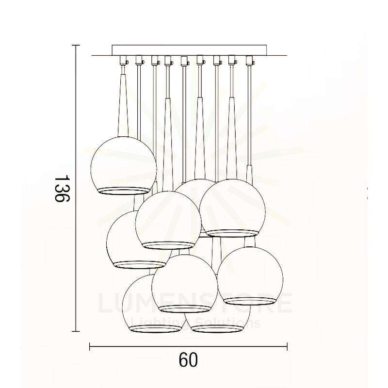 lampadario bol diodi sfera 9 x e27 affralux