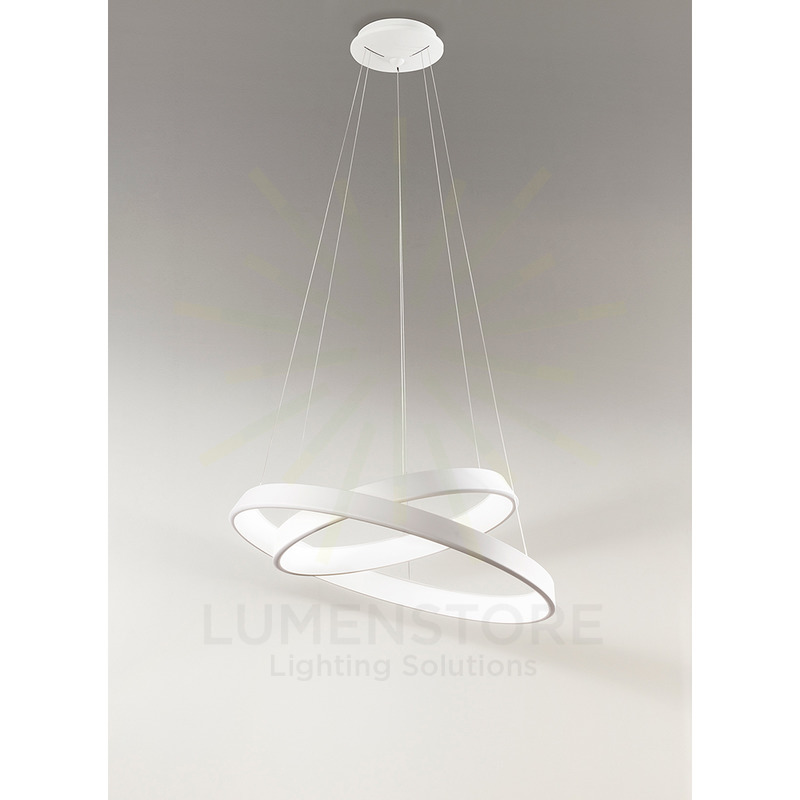 lampadario anelli diodi 82w luce calda 3200k affralux bianco grande 2 anelli