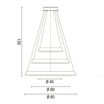 lampadario anelli diodi 102w luce calda 3200k affralux bianco grande 3 anelli