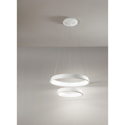 lampadario anelli diodi 54w luce calda 3200k affralux bianco piccolo 2 anelli