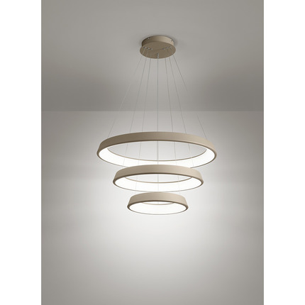 lampadario anelli diodi 102w luce calda 3200k affralux sabbia grande 3 anelli