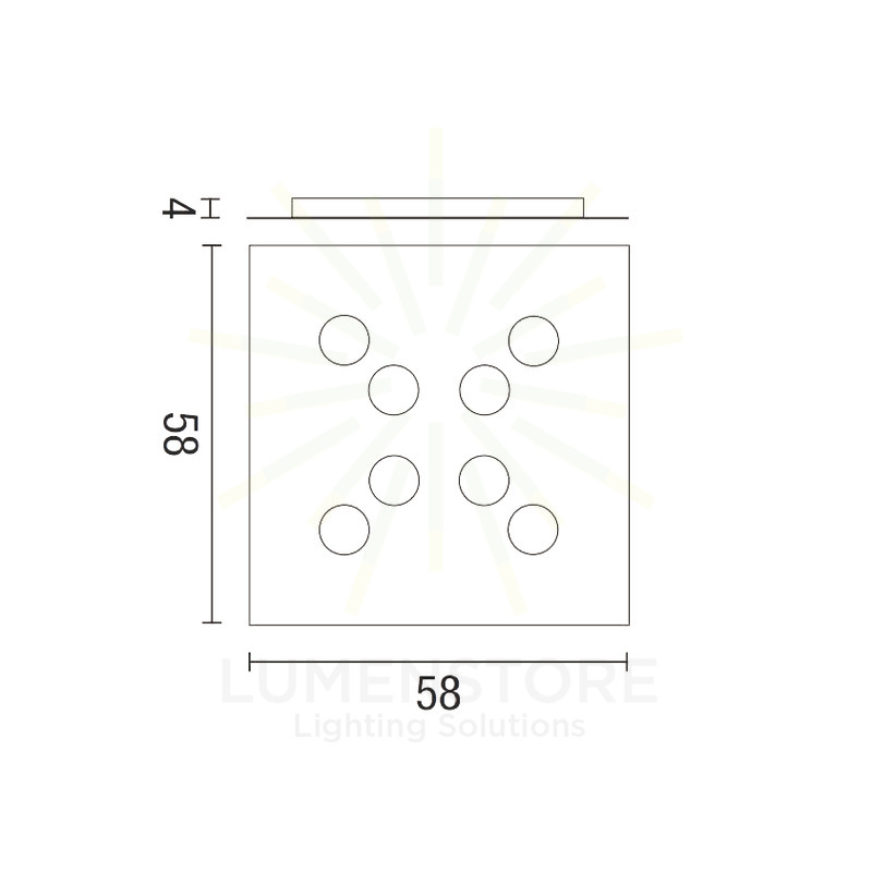 plafoniera flet 8 x gx53 affralux bianco quadrato grande