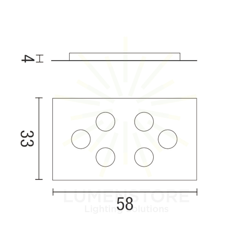 plafoniera flet 6 x gx53 affralux bianco rettangolare medio