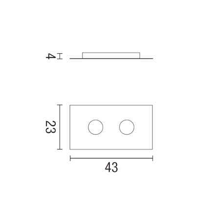 plafoniera flet 2 x gx53 affralux bianco rettangolare piccolo