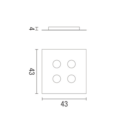 plafoniera flet 4 x gx53 affralux bianco quadrato medio