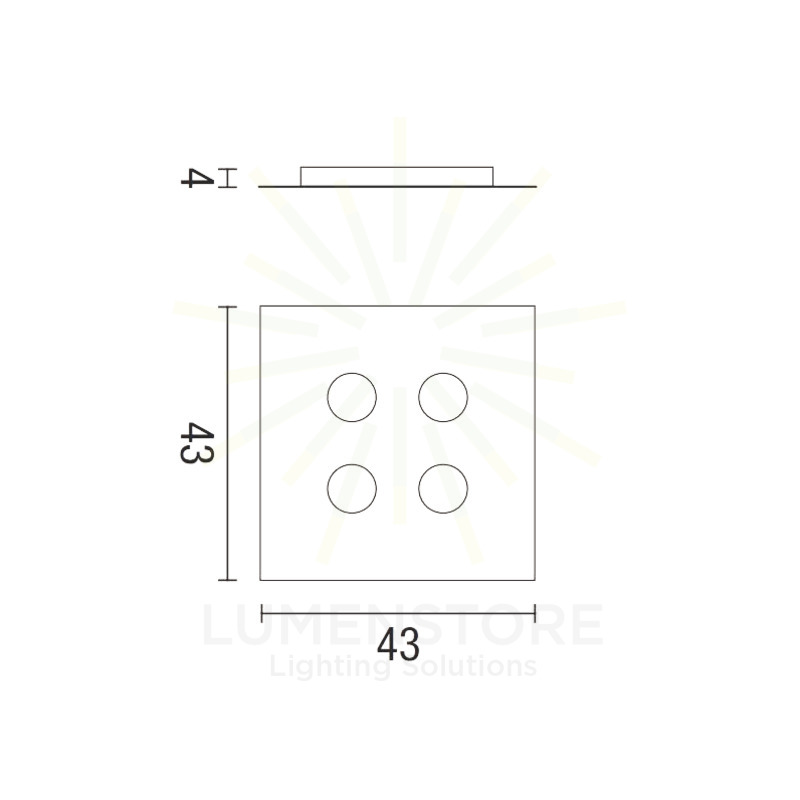 plafoniera flet 4 x gx53 affralux bianco quadrato medio