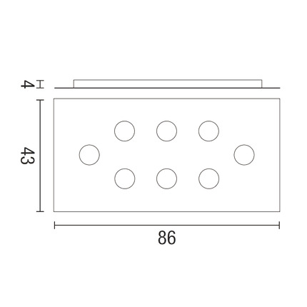 plafoniera flet 8 x gx53 affralux bianco rettangolare grande