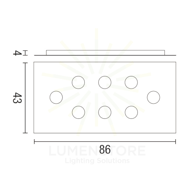 plafoniera flet 8 x gx53 affralux bianco rettangolare grande