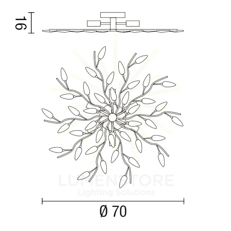 plafoniera crystallivs 6 x e14 affralux ottone/ambra medio