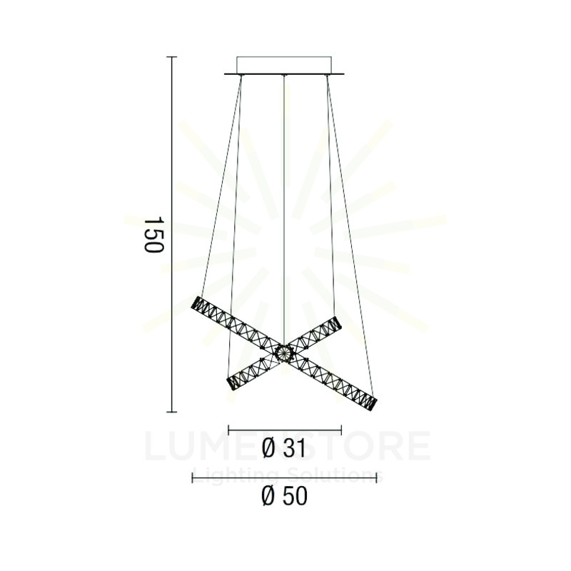 lampadario nora3 34w luce naturale 4000k affralux medio 2 anelli