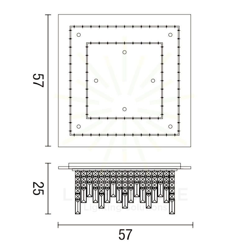 plafoniera frangia 12 x g9 (40w incluse) affralux quadrata grande