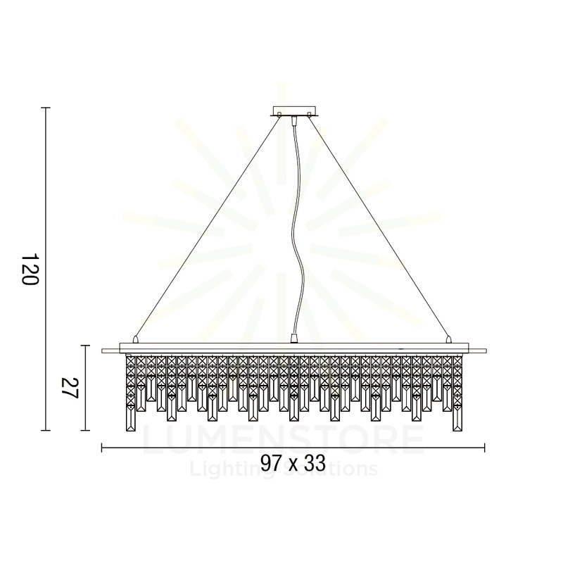 lampadario frangia 10 x g9 (40w incluse) affralux rettangolare grande