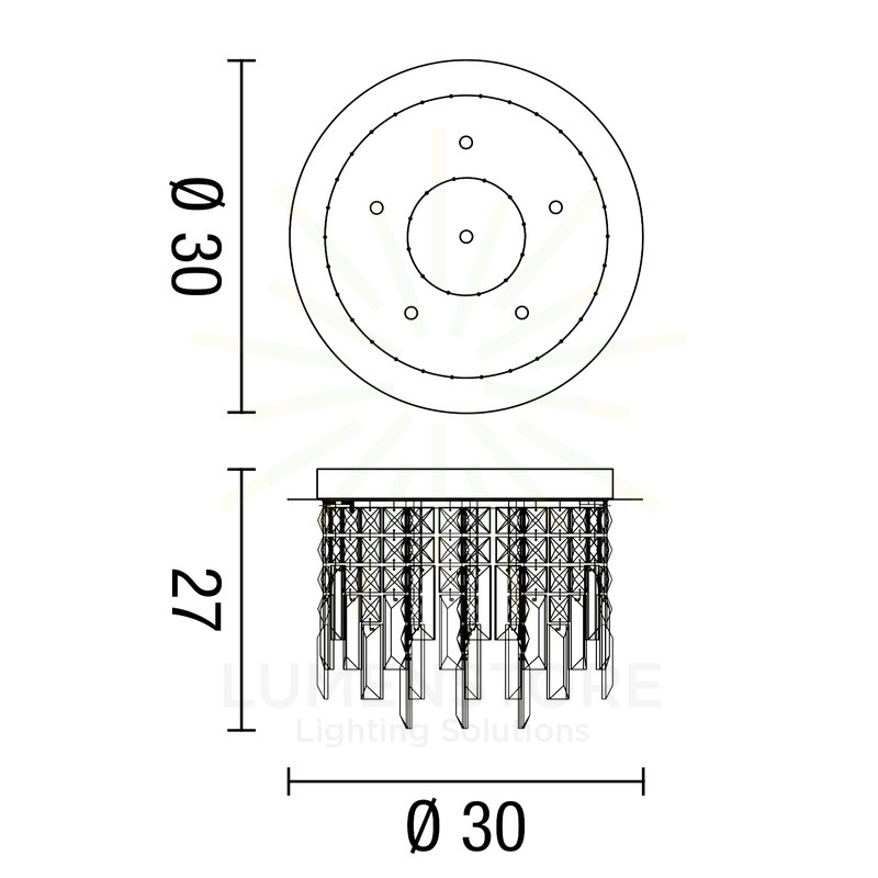 plafoniera frangia 6 x g9 (40w incluse) affralux tonda piccola