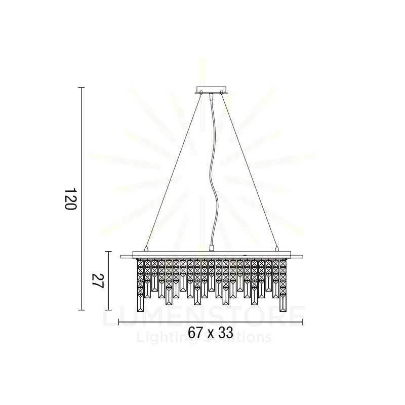 lampadario frangia 8 x g9 (40w incluse) affralux rettangolare piccola