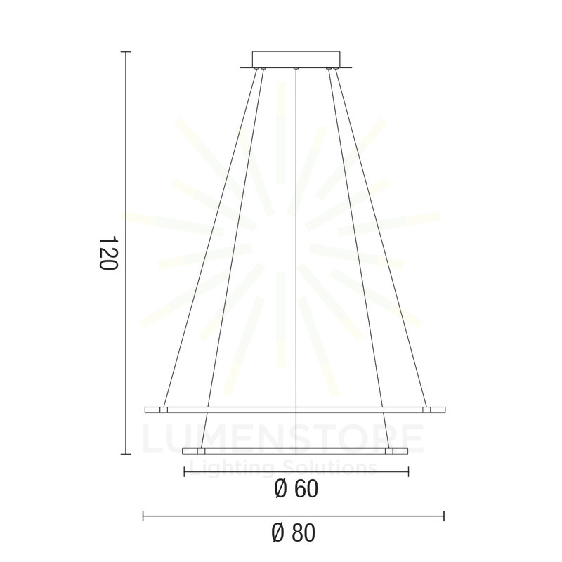 lampadario acryled 53w luce calda 3000k affralux bianco grande 2 anelli