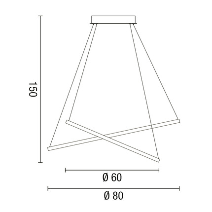 lampadario aluring 58w luce calda 3200k affralux rotondo 2 anelli