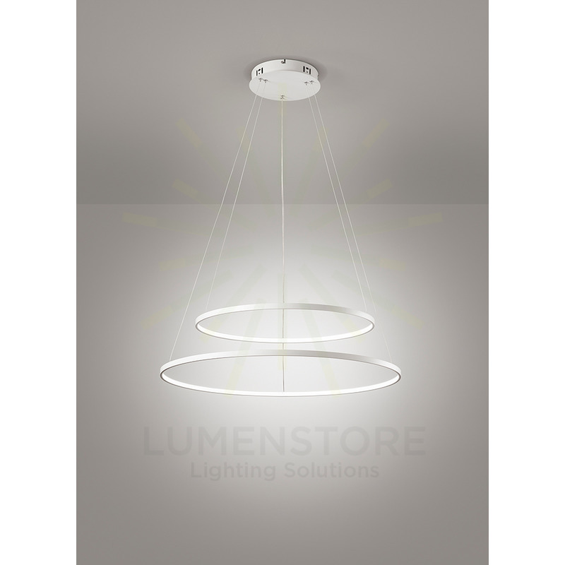 lampadario aluring 58w luce calda 3200k affralux rotondo 2 anelli