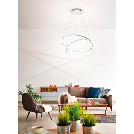 lampadario aluring 58w luce calda 3200k affralux rotondo 2 anelli