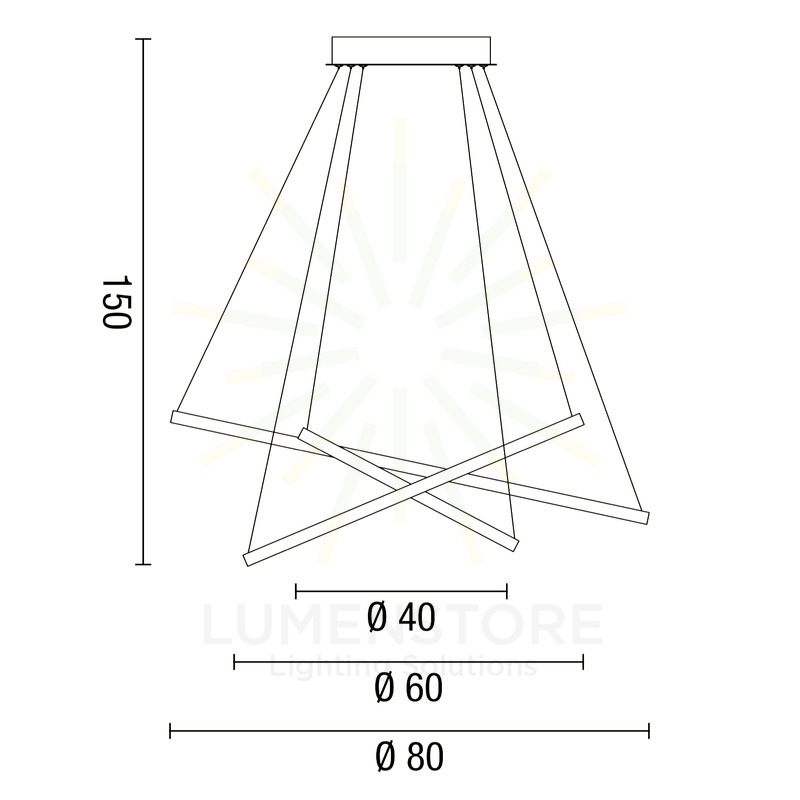 lampadario aluring 71w luce calda 3200k affralux rotondo 3 anelli