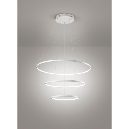 lampadario aluring 71w luce calda 3200k affralux rotondo 3 anelli