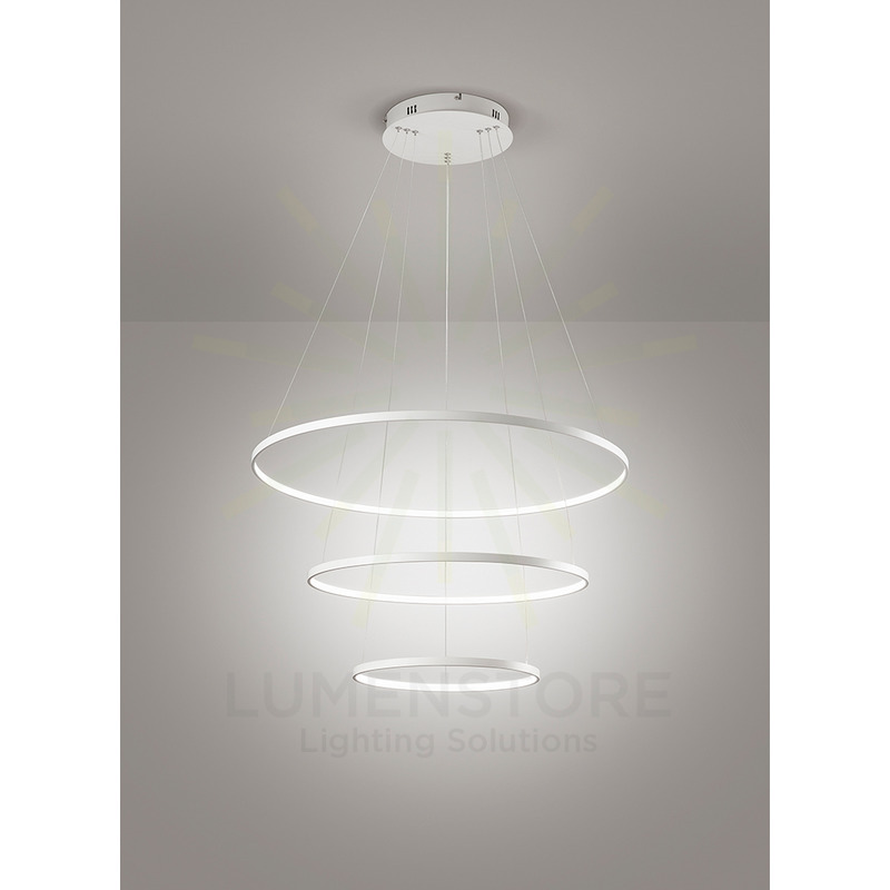 lampadario aluring 71w luce calda 3200k affralux rotondo 3 anelli