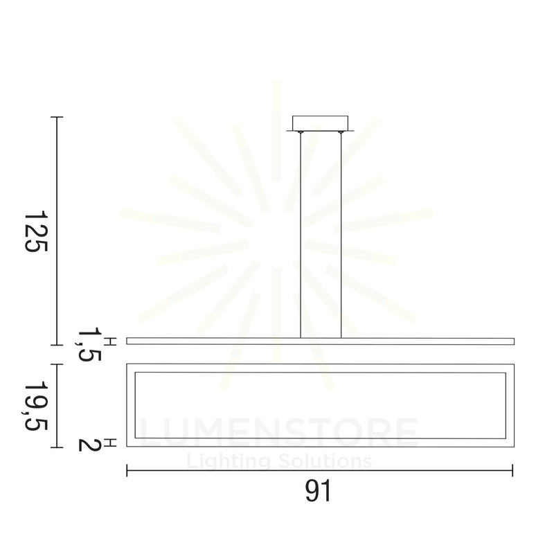 lampadario quattro 80w luce calda 3000k affralux rettangolare grande