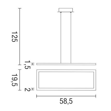 lampadario quattro 56w luce calda 3000k affralux rettangolare piccolo