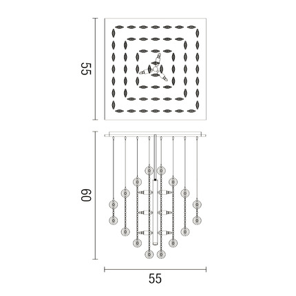 plafoniera rotondo 9 x g9 (40w incluse) affralux romboidale