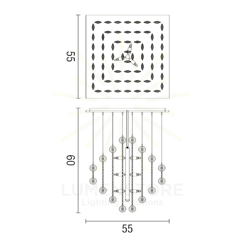 plafoniera rotondo 9 x g9 (40w incluse) affralux romboidale