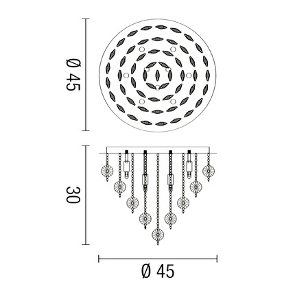 plafoniera rotondo 9 x g9 (40w incluse) affralux rotonda piccola