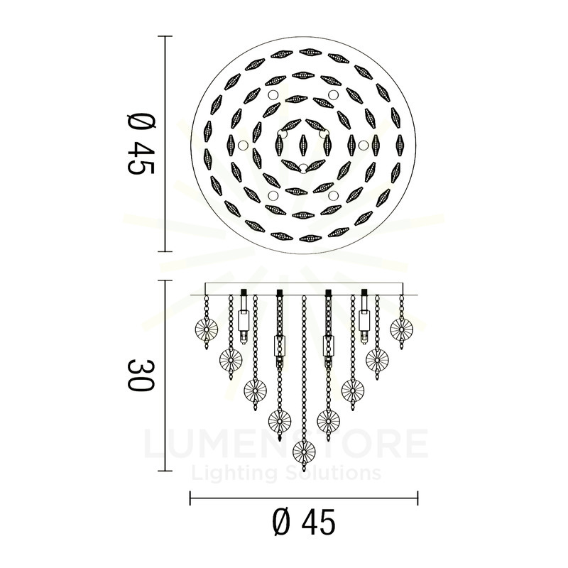 plafoniera rotondo 9 x g9 (40w incluse) affralux rotonda piccola