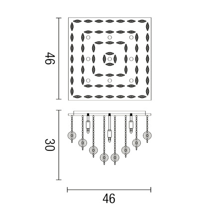 plafoniera rotondo 9 x g9 (40w incluse) affralux quadrata piccola