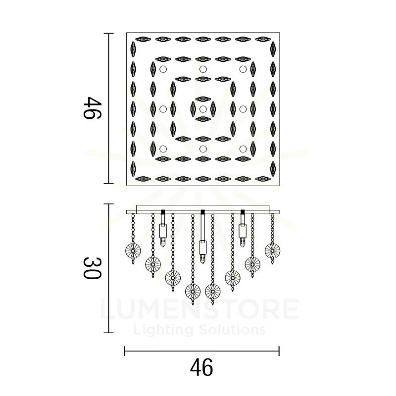 plafoniera rotondo 9 x g9 (40w incluse) affralux quadrata piccola